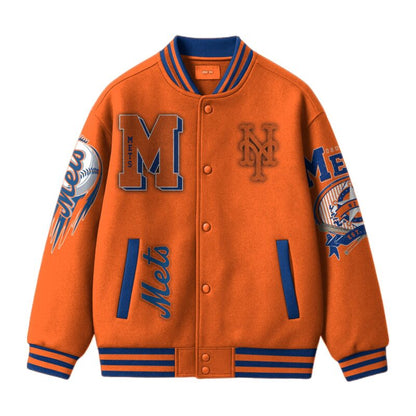 LIMITED EDITION - NEW CUSTOMIZED MLB17 NY METS SATIN VARSITY & BASEBALL JACKET