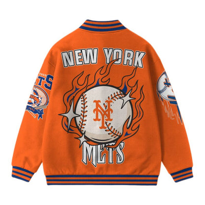 LIMITED EDITION - NEW CUSTOMIZED MLB17 NY METS SATIN VARSITY & BASEBALL JACKET