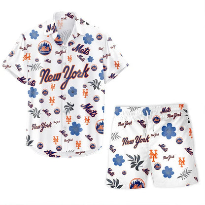 LIMITED EDITION - NEW CUSTOMIZED MLB17 NYM NEW YORK METS UNISEX HAWAIIAN SHIRT & SHORTS SET