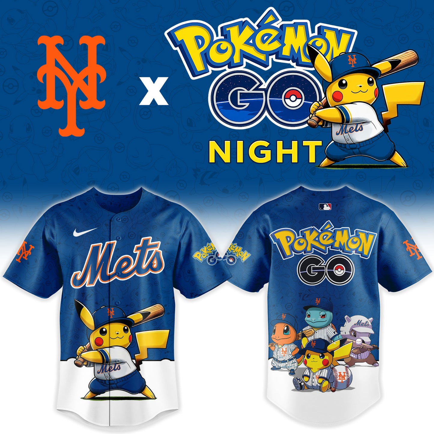 LIMITED EDITION - NEW CUSTOMIZED MLB17 NYM NEW YORK METS x POKEMON BASEBALL JERSEY & CAP