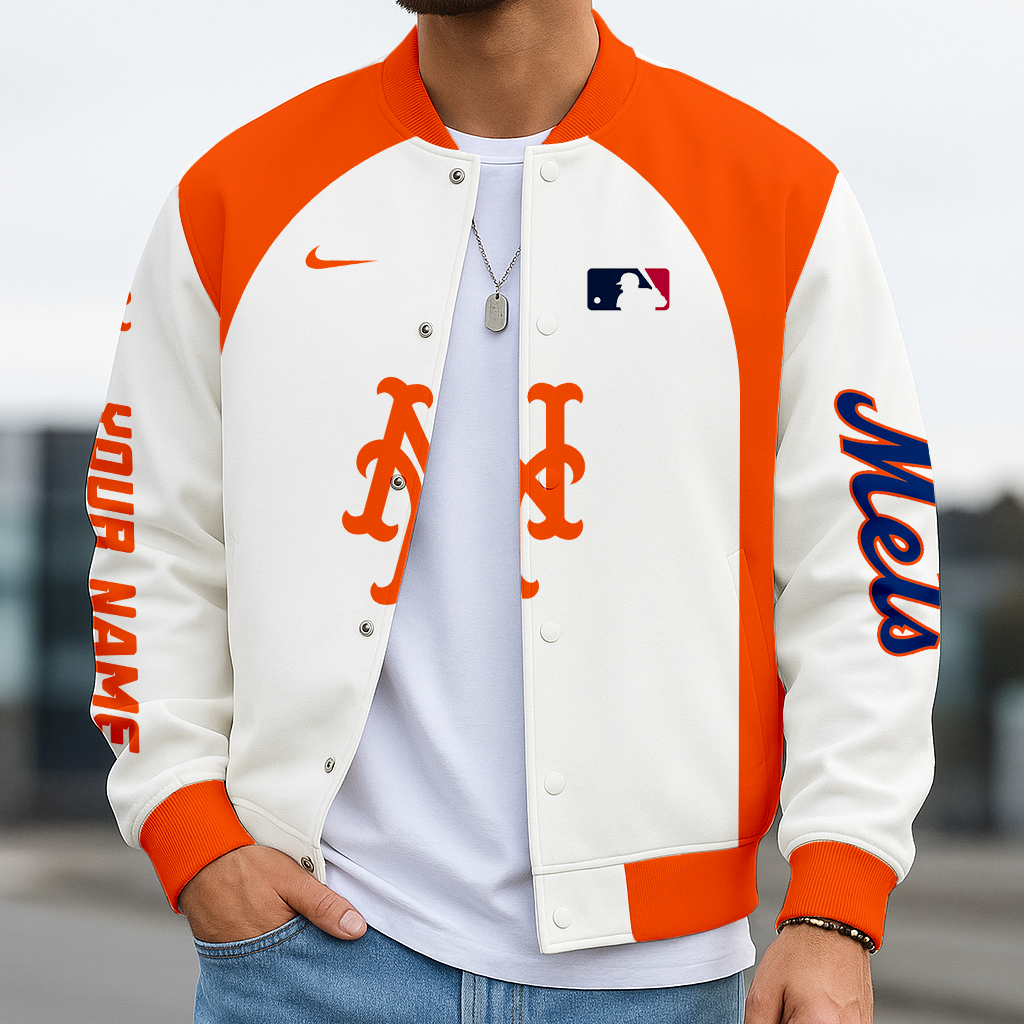LIMITED EDITION - NEW CUSTOMIZED MLB17 NYM NEW YORK METS BASEBALL JACKET, SATIN VARSITY JACKET