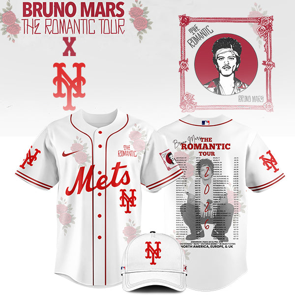 LIMITED EDITION - NEW CUSTOMIZED MLB17 NY METS x BRUNO MARS BASEBALL JERSEY & CAP
