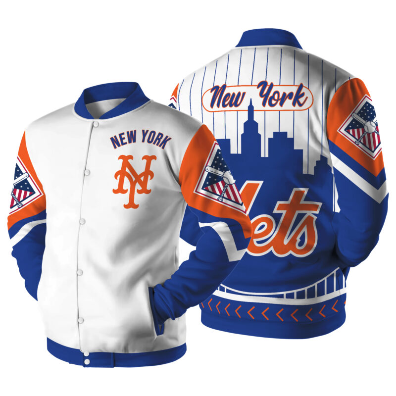 LIMITED EDITION - NEW CUSTOMIZED MLB17 NY METS SATIN VARSITY & BASEBALL JACKET