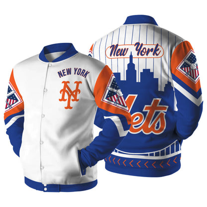 LIMITED EDITION - NEW CUSTOMIZED MLB17 NY METS SATIN VARSITY & BASEBALL JACKET