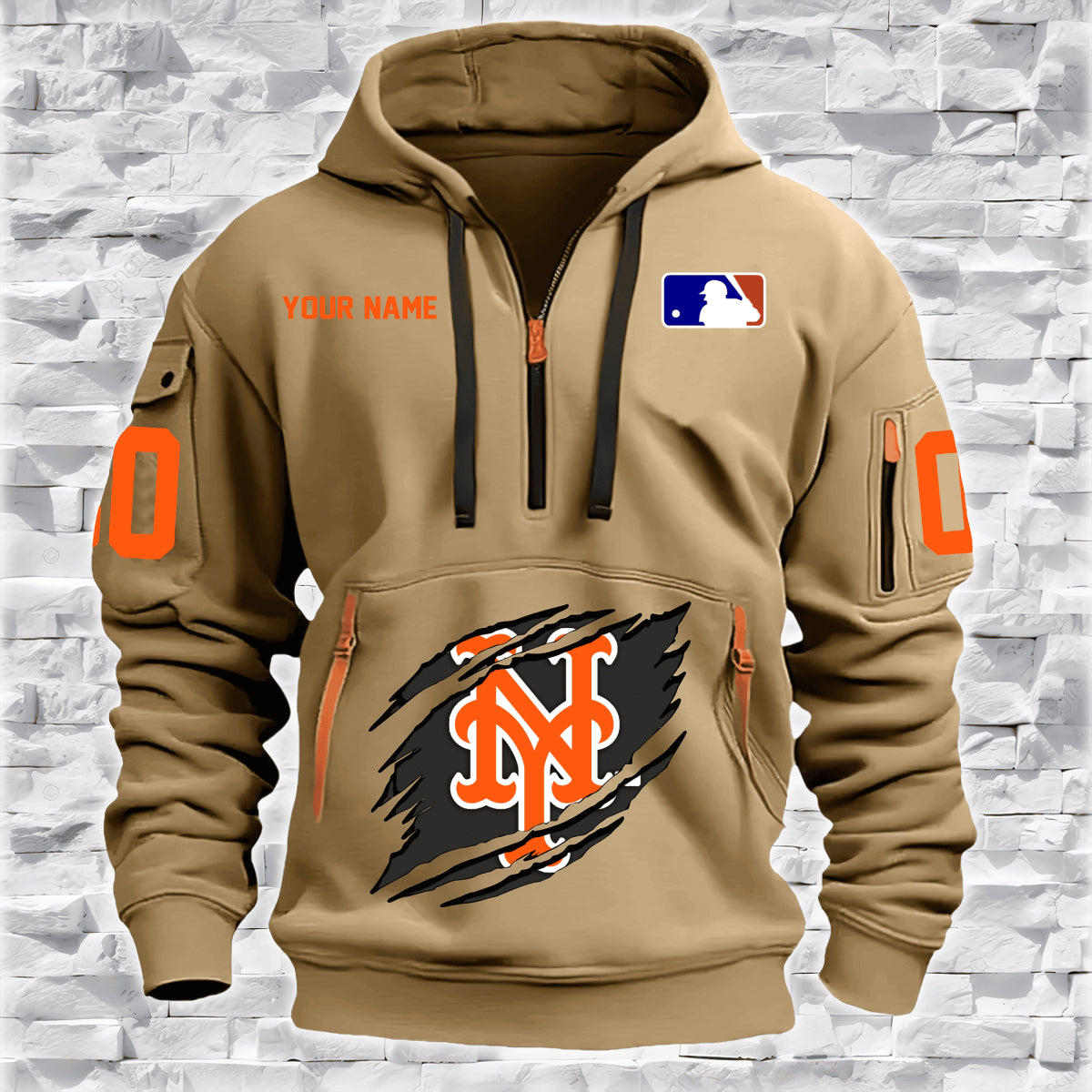 LIMITED EDITION - NEW CUSTOMIZED MLB17 NY METS QUARTER ZIP HOODIE
