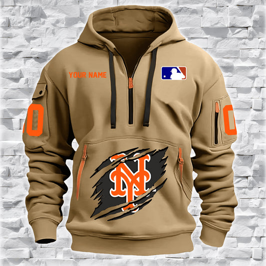 LIMITED EDITION - NEW CUSTOMIZED MLB17 NY METS QUARTER ZIP HOODIE