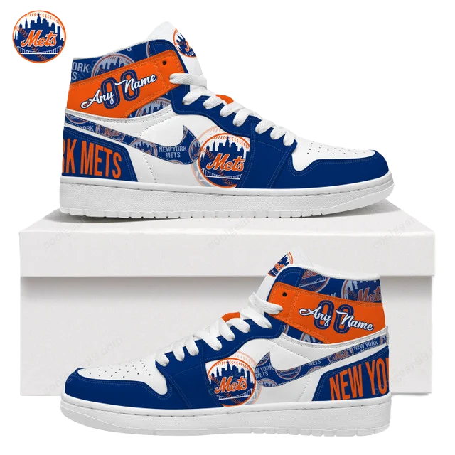 LIMITED EDITION - NEW CUSTOMIZED MLB17 NY METS AIR JORDAN SNEAKERS
