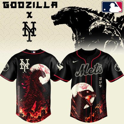 LIMITED EDITION - NEW CUSTOMIZED MLB17 NYM NEW YORK METS x GODZILLA BASEBALL JERSEY & CAP