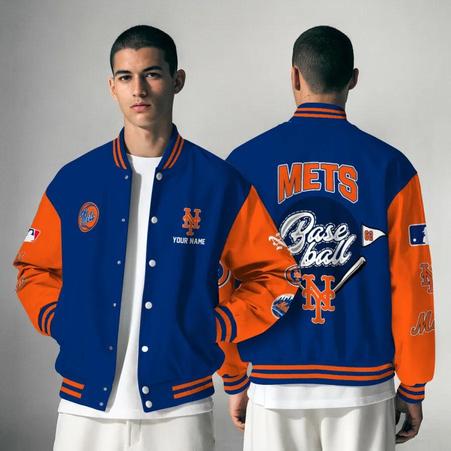 LIMITED EDITION - NEW PREMIUM MLB17 NYM NEW YORK METS SATIN VARSITY JACKET