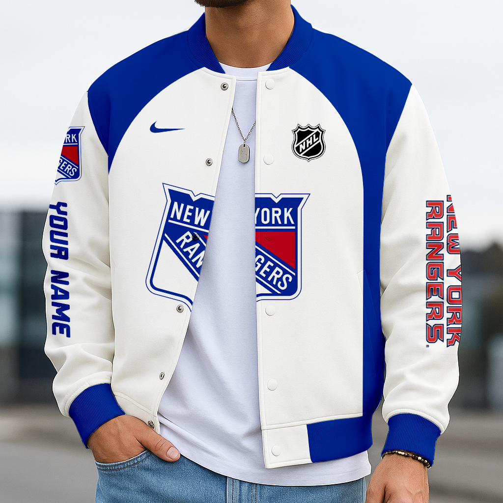 LIMITED EDITION - NEW CUSTOMIZED NHL24 NYR NEW YORK RANGERS SATIN VARSITY JACKET & BASEBALL JACKET