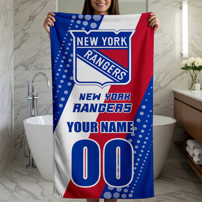 LIMITED EDITION - NEW CUSTOMIZED NHL24 NYR NEW YORK RANGERS BEACH & BATH TOWEL