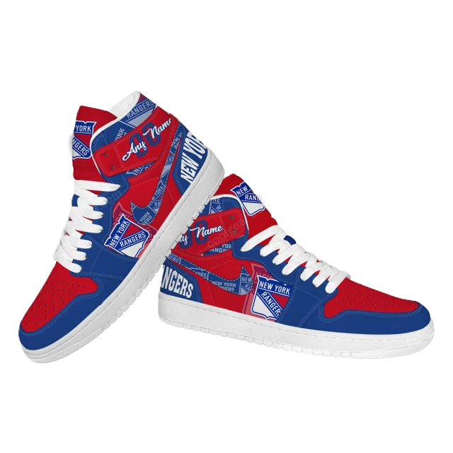 LIMITED EDITION - NEW CUSTOMIZED NHL24 NY RANGERS AIR JORDAN SNEAKERS