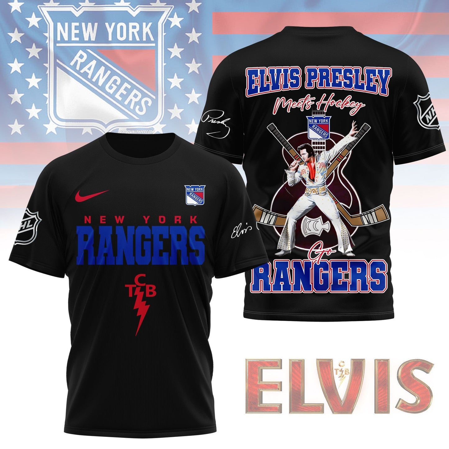 LIMITED EDITION - NEW CUSTOMIZED NHL24 NYR NEW YORK RANGERS X ELVIS PRESLEY FAN 3D SHIRT