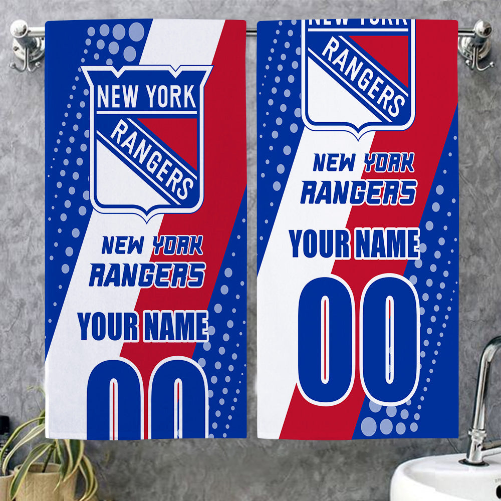 LIMITED EDITION - NEW CUSTOMIZED NHL24 NYR NEW YORK RANGERS BEACH & BATH TOWEL