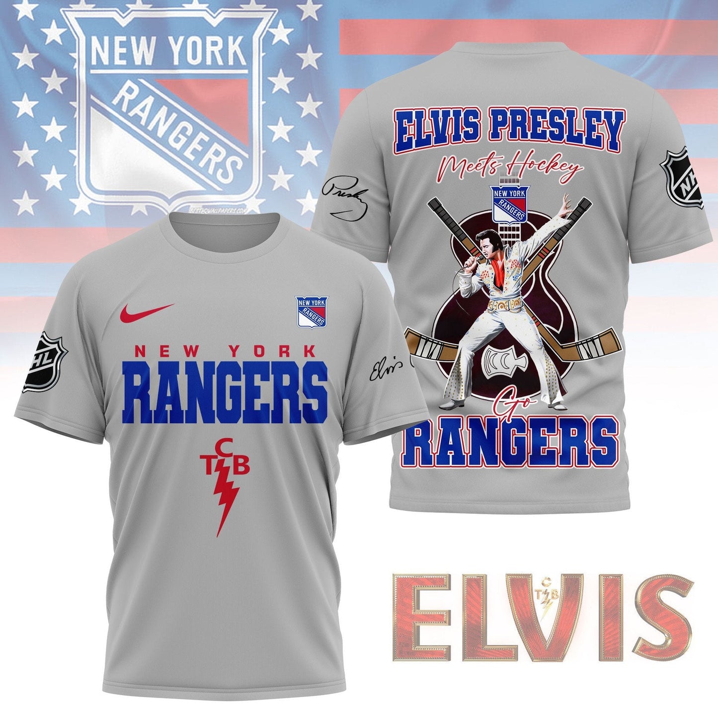 LIMITED EDITION - NEW CUSTOMIZED NHL24 NYR NEW YORK RANGERS X ELVIS PRESLEY FAN 3D SHIRT