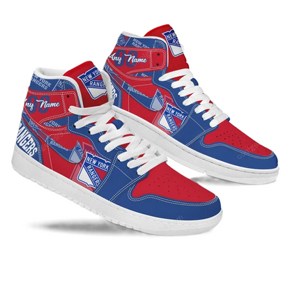 LIMITED EDITION - NEW CUSTOMIZED NHL24 NY RANGERS AIR JORDAN SNEAKERS