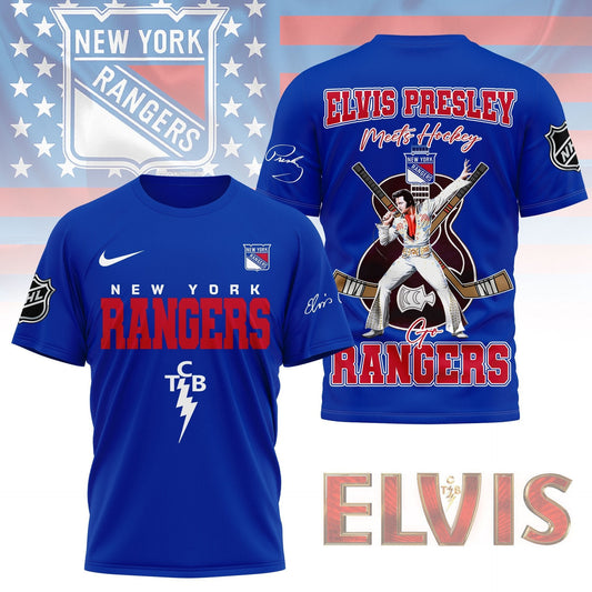 LIMITED EDITION - NEW CUSTOMIZED NHL24 NYR NEW YORK RANGERS X ELVIS PRESLEY FAN 3D SHIRT