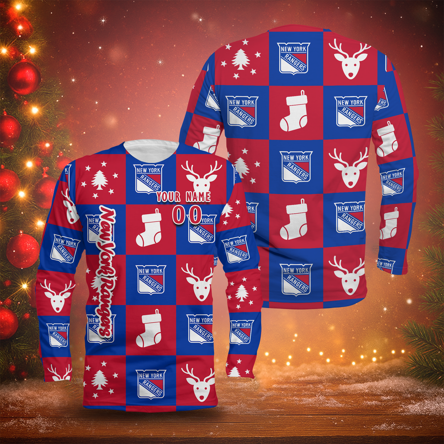 LIMITED EDITION - NEW CUSTOMIZED NHL24 NYR NEW YORK RANGERS LONG SLEEVED T-SHIRT