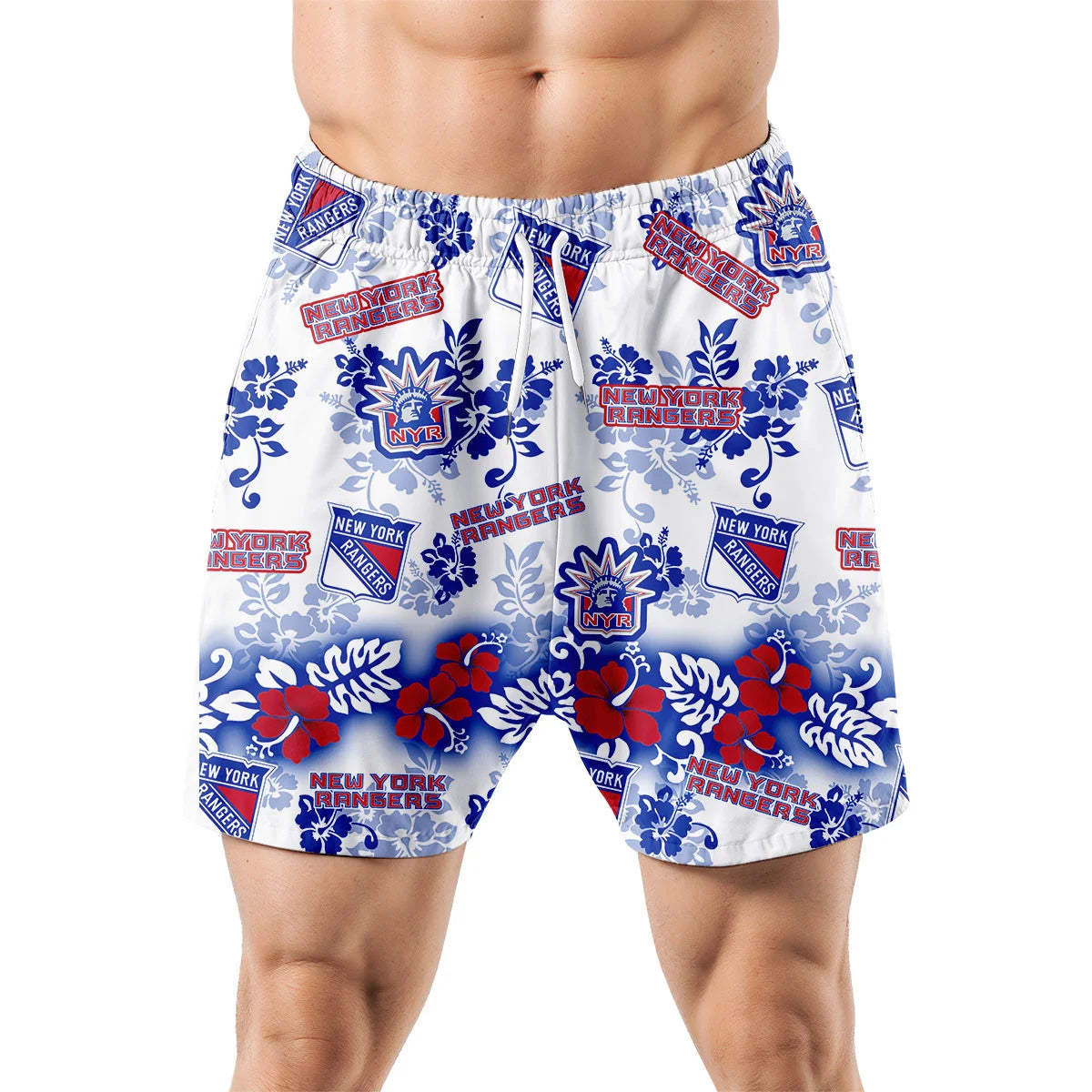 LIMITED EDITION - NEW CUSTOMIZED NHL24 NYR NEW YORK RANGERS UNISEX HAWAIIAN SHIRT & SHORTS SET