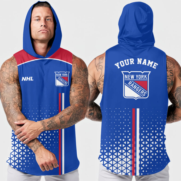 LIMITED EDITION - NEW CUSTOMIZED NHL24 NYR NEW YORK RANGERS HOODED TANK TOP