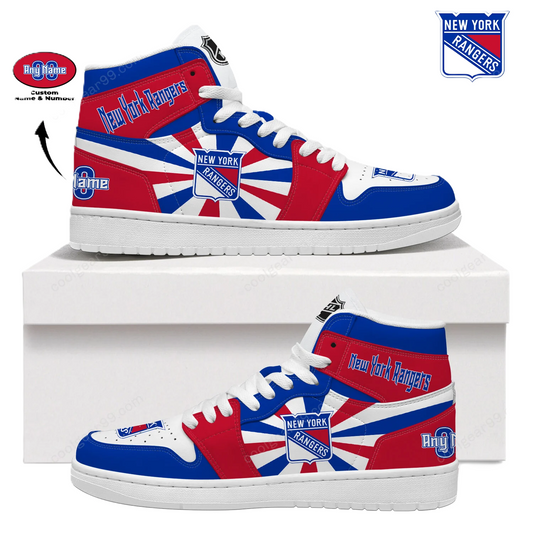 LIMITED EDITION - NEW CUSTOMIZED NHL24 NY RANGERS AIR JORDAN SNEAKERS