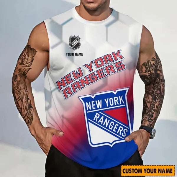 LIMITED EDITION - NEW CUSTOMIZED NHL24 NYR NEW YORK RANGERS TANK TOP & GYM SHIRT