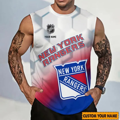 LIMITED EDITION - NEW CUSTOMIZED NHL24 NYR NEW YORK RANGERS TANK TOP & GYM SHIRT