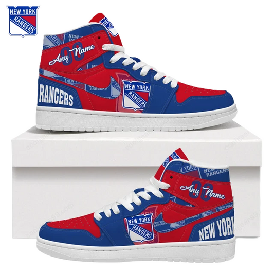 LIMITED EDITION - NEW CUSTOMIZED NHL24 NY RANGERS AIR JORDAN SNEAKERS