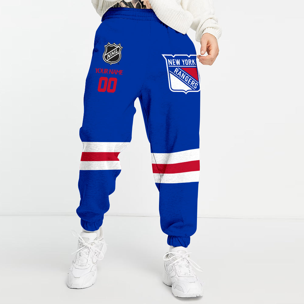 LIMITED EDITION - NEW CUSTOMIZED NHL24 NYR NEW YORK RANGERS COMBO HOODIE & LONGPANTS