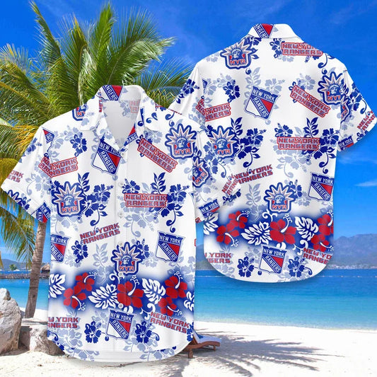 LIMITED EDITION - NEW CUSTOMIZED NHL24 NYR NEW YORK RANGERS UNISEX HAWAIIAN SHIRT & SHORTS SET