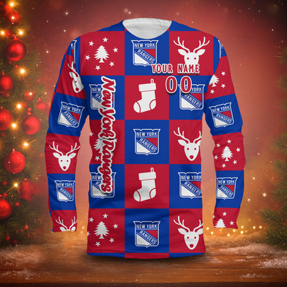 LIMITED EDITION - NEW CUSTOMIZED NHL24 NYR NEW YORK RANGERS LONG SLEEVED T-SHIRT