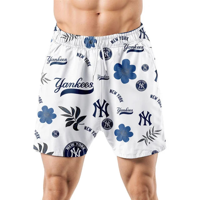 [FLASH SALE] NEW CUSTOMIZED MLB01 NYY NEW YORK YANKEES UNISEX HAWAIIAN SHIRT & SHORTS SET