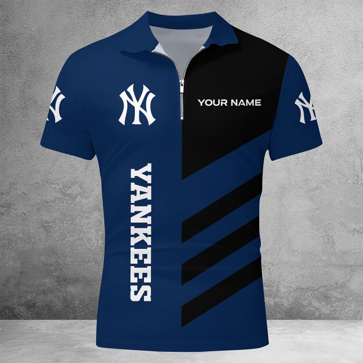 LIMITED EDITION - NEW CUSTOMIZED MLB01 NYY NEW YORK YANKEES ZIP POLO SHIRT