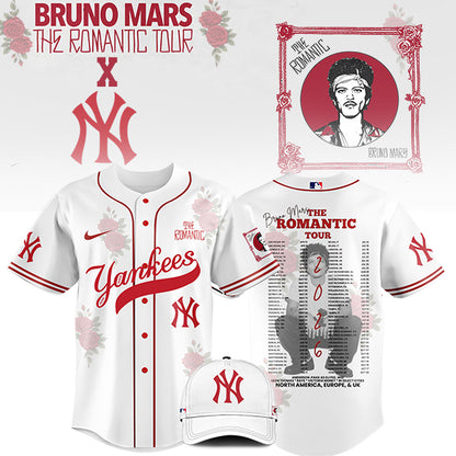 LIMITED EDITION - NEW CUSTOMIZED MLB01 NY YANKEES x BRUNO MARS BASEBALL JERSEY & CAP