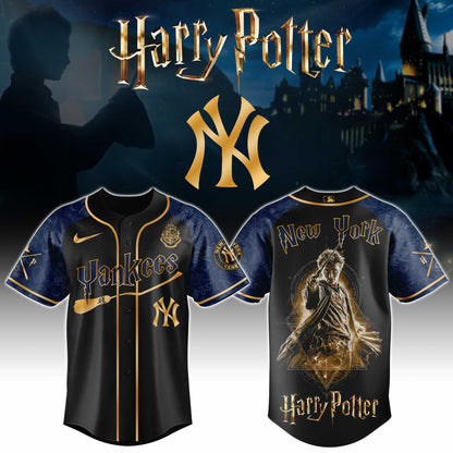 LIMITED EDITION - NEW CUSTOMIZED MLB01 NYY NEW YORK YANKEES x HARRY POTTER BASEBALL JERSEY & CAP