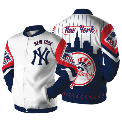LIMITED EDITION - NEW CUSTOMIZED MLB01 NY YANKEES SATIN VARSITY & BASEBALL JACKET