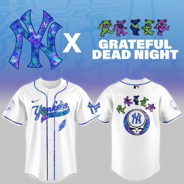 LIMITED EDITION - NEW CUSTOMIZED MLB01 NY YANKEES x GRATEFUL DEAD BASEBALL JERSEY