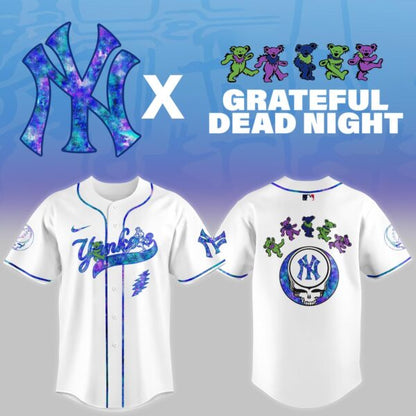 LIMITED EDITION - NEW CUSTOMIZED MLB01 NY YANKEES x GRATEFUL DEAD BASEBALL JERSEY