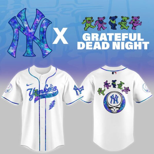 LIMITED EDITION - NEW CUSTOMIZED MLB01 NY YANKEES x GRATEFUL DEAD BASEBALL JERSEY