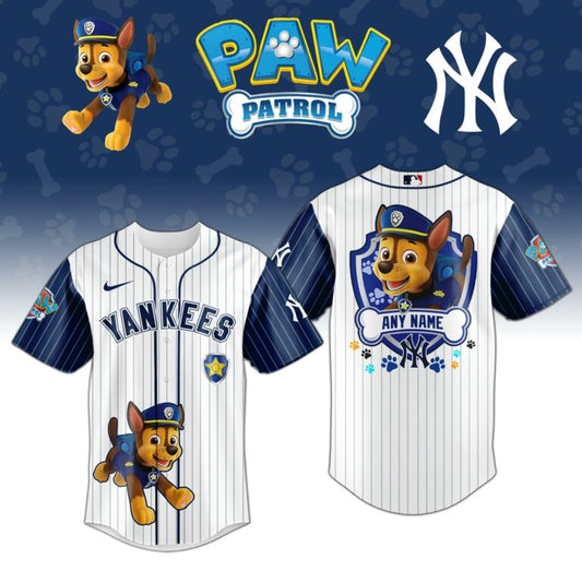 LIMITED EDITION - NEW CUSTOMIZED MLB01 NYY NEW YORK YANKEES x PAW PATROL BASEBALL JERSEY & CAP