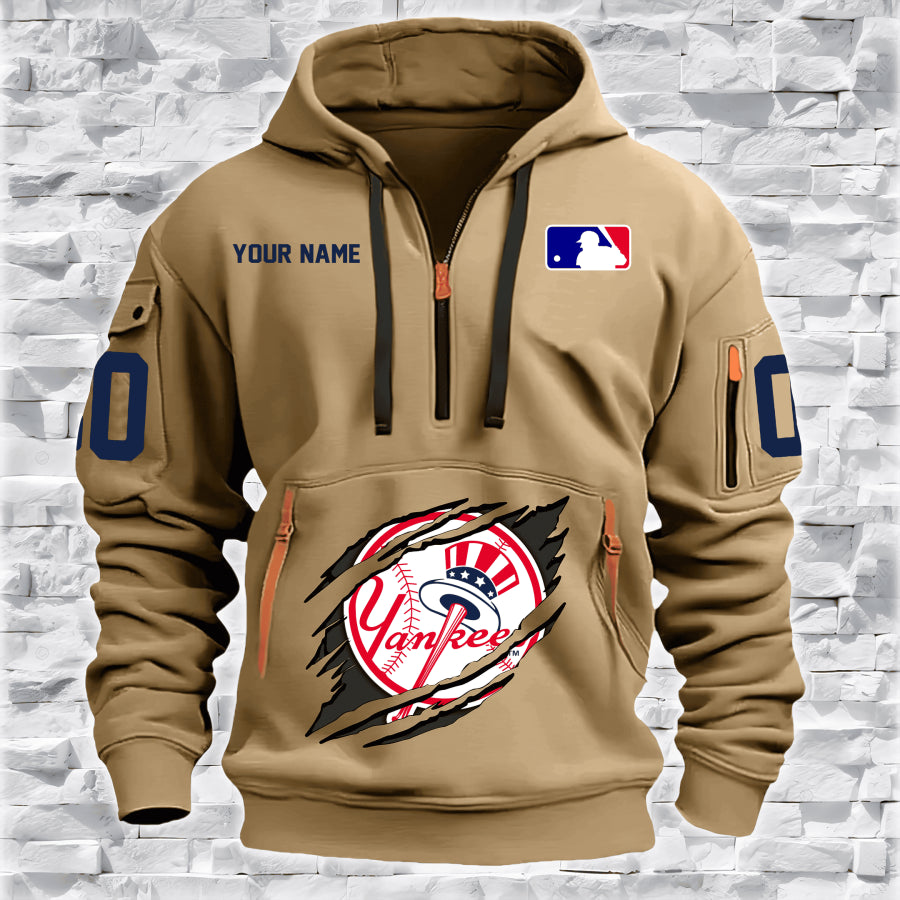 LIMITED EDITION - NEW CUSTOMIZED MLB01 NY YANKEES QUARTER ZIP HOODIE