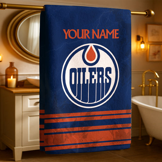 LIMITED EDITION - NEW CUSTOMIZED NHL03 EMO EDMONTON OILERS BEACH & BATH TOWEL