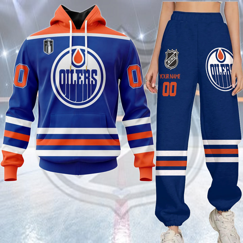 LIMITED EDITION - NEW CUSTOMIZED NHL03 EMO EDMONTON OILERS COMBO HOODIE & LONGPANTS