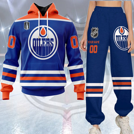 LIMITED EDITION - NEW CUSTOMIZED NHL03 EMO EDMONTON OILERS COMBO HOODIE & LONGPANTS