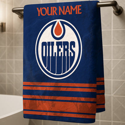 LIMITED EDITION - NEW CUSTOMIZED NHL03 EMO EDMONTON OILERS BEACH & BATH TOWEL