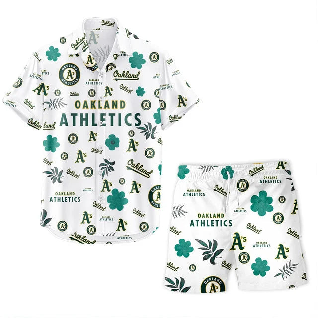 LIMITED EDITION - NEW CUSTOMIZED MLB23 OAS OAKLAND ATHLETICS UNISEX HAWAIIAN SHIRT & SHORTS SET