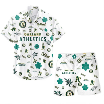 LIMITED EDITION - NEW CUSTOMIZED MLB23 OAS OAKLAND ATHLETICS UNISEX HAWAIIAN SHIRT & SHORTS SET