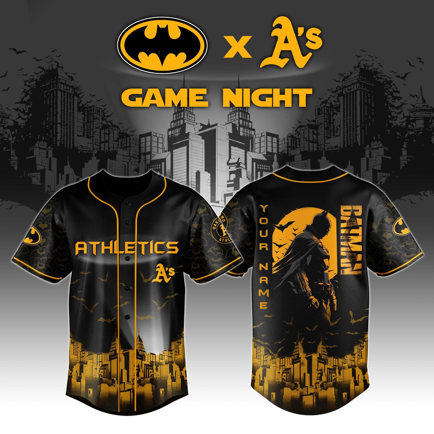LIMITED EDITION - NEW CUSTOMIZED MLB23 OL ATHLETICS x BATMAN BASEBALL JERSEY