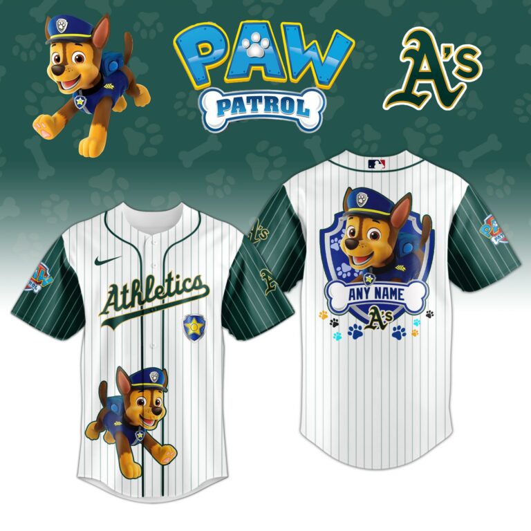 LIMITED EDITION - NEW CUSTOMIZED MLB23 OAS OAKLAND ATHLETICS x PAW PATROL BASEBALL JERSEY & CAP