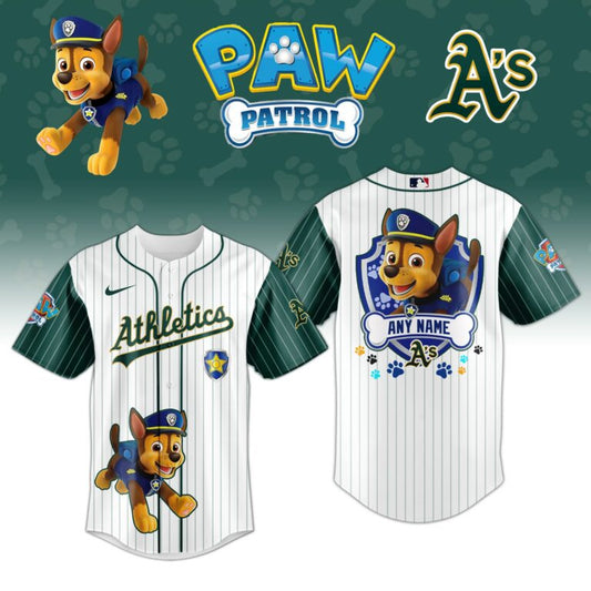 LIMITED EDITION - NEW CUSTOMIZED MLB23 OAS OAKLAND ATHLETICS x PAW PATROL BASEBALL JERSEY & CAP